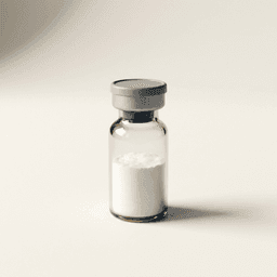 Lyophilized peptide powder in a sealed laboratory vial